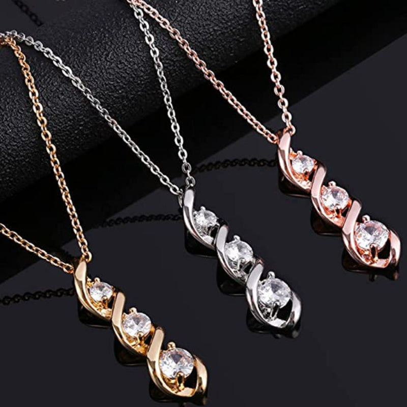 Hilda - Three Stone Twist Pendant Necklace
