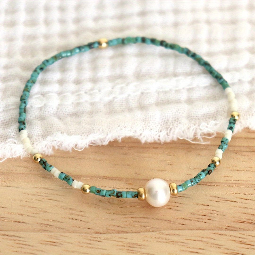 Leila - Teal Seed Bead Bracelet
