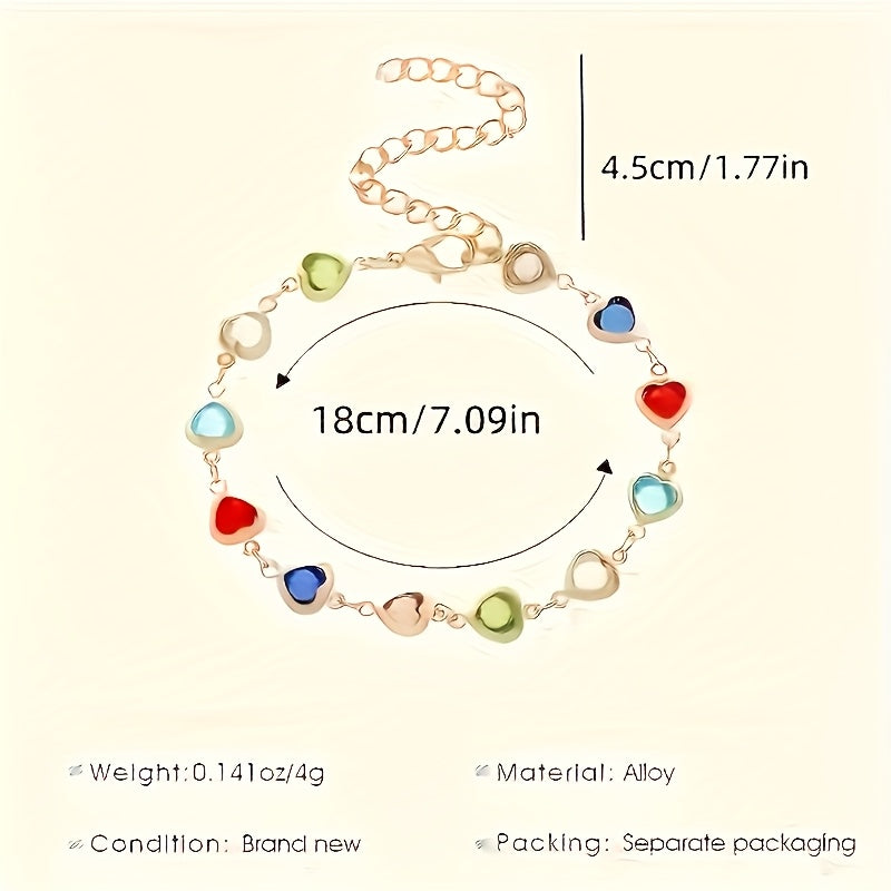 Helen - Rainbow Heart Stone Bracelet