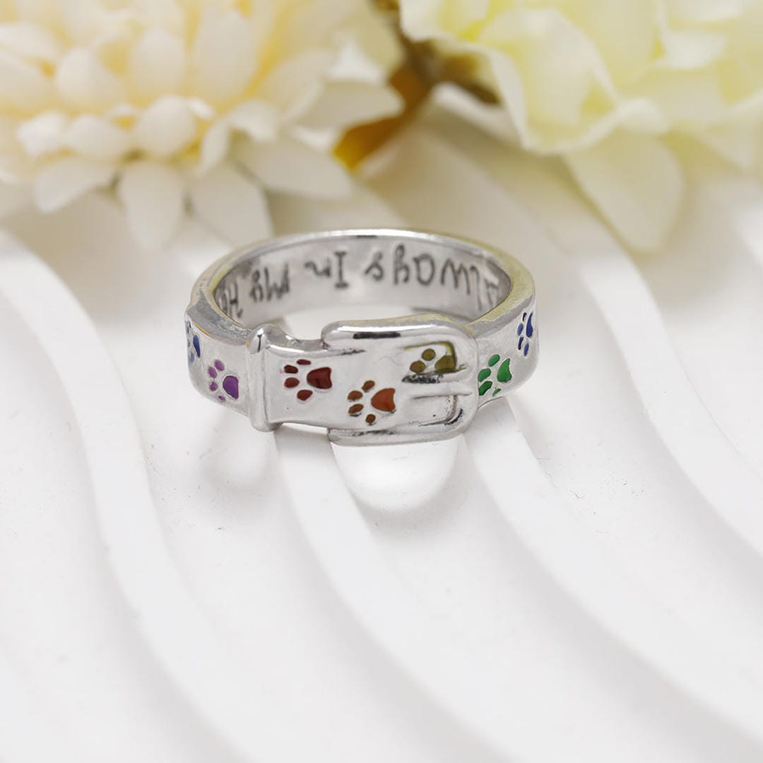 Belle - Always in My Heart Paw Print Ring