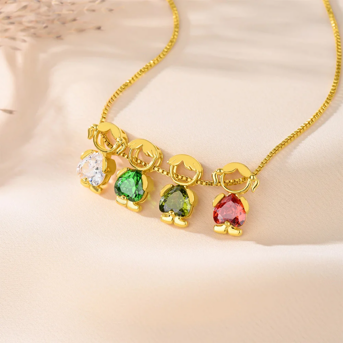 Megan - Birthstone Mom Necklace with Kid Charms