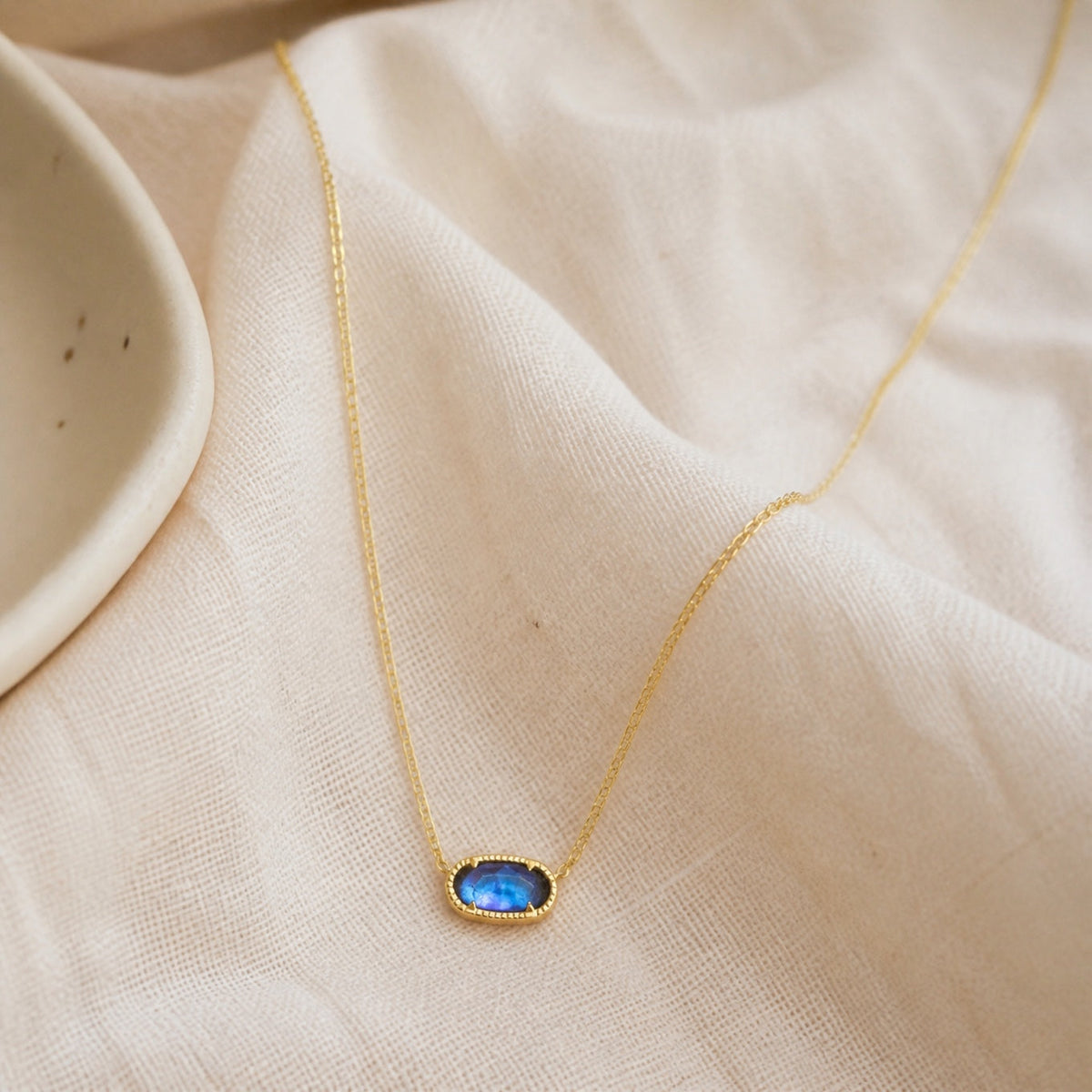 Loretta - Oval Blue Stone Necklace