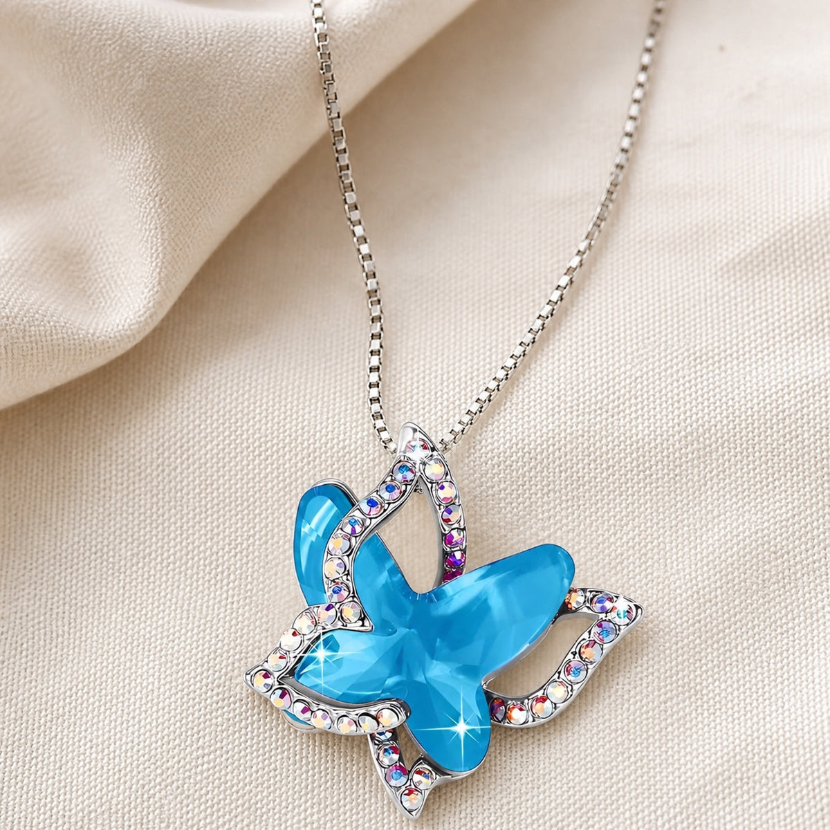 Monica - Blue Butterfly Pendant Necklace
