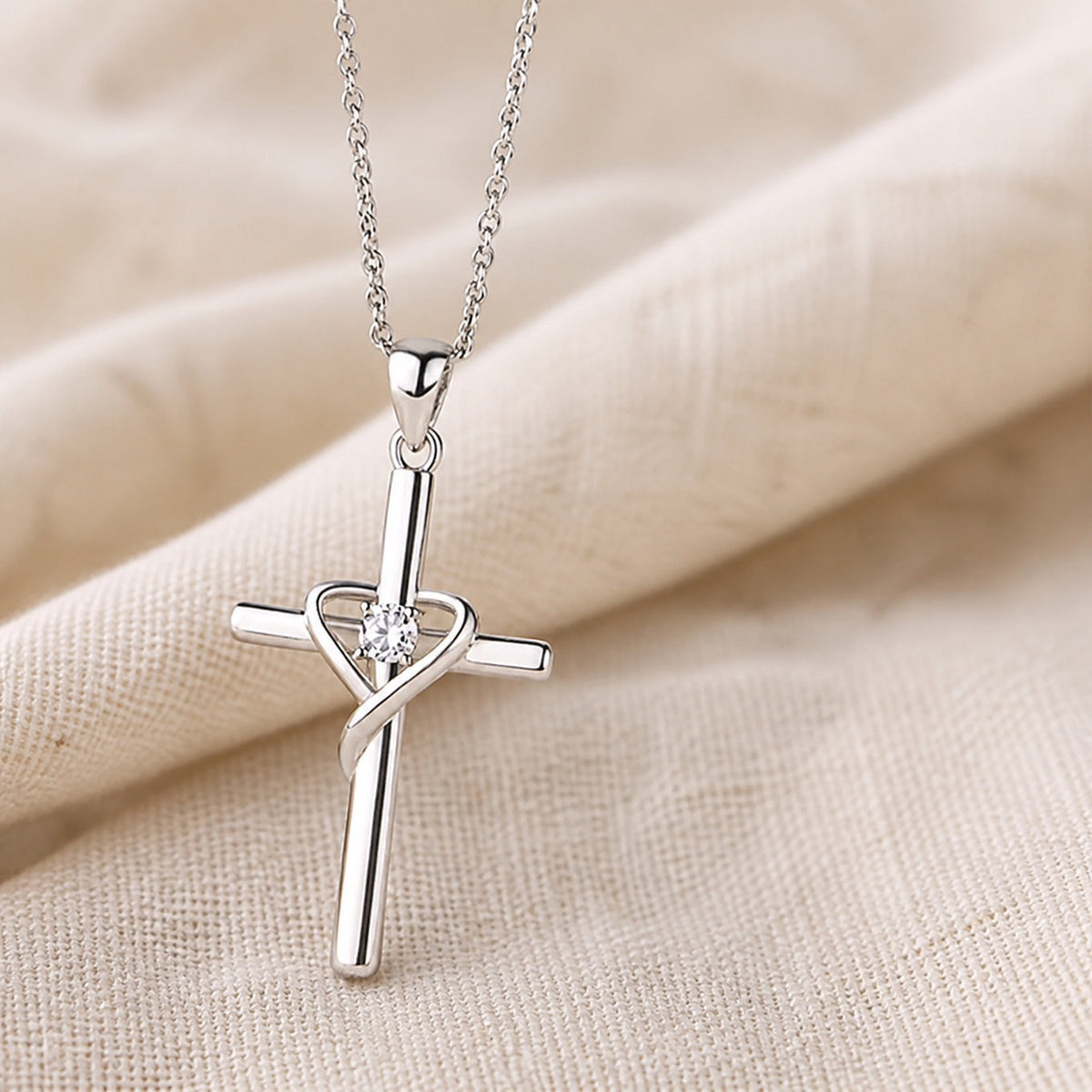 Ida - Heart Center Cross Necklace