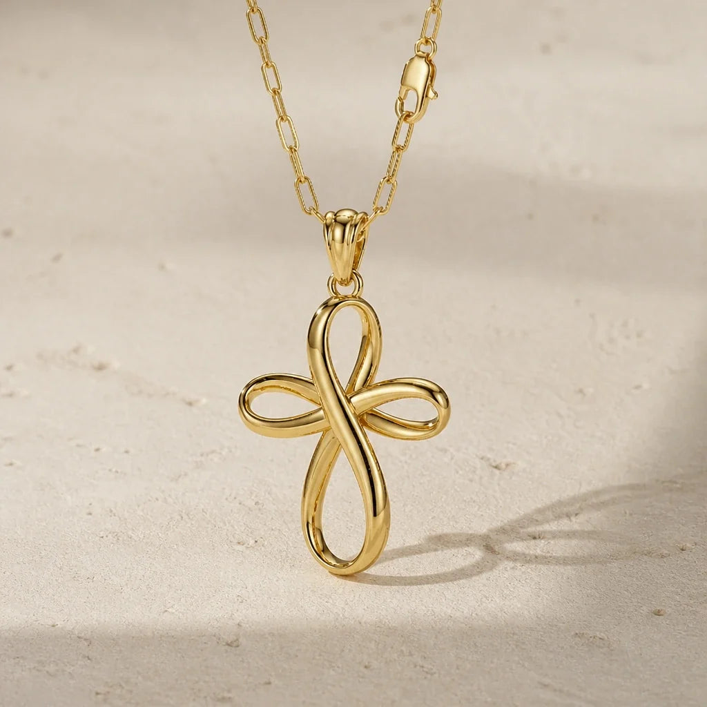 Rhoda - Twisted Loop Cross Necklace