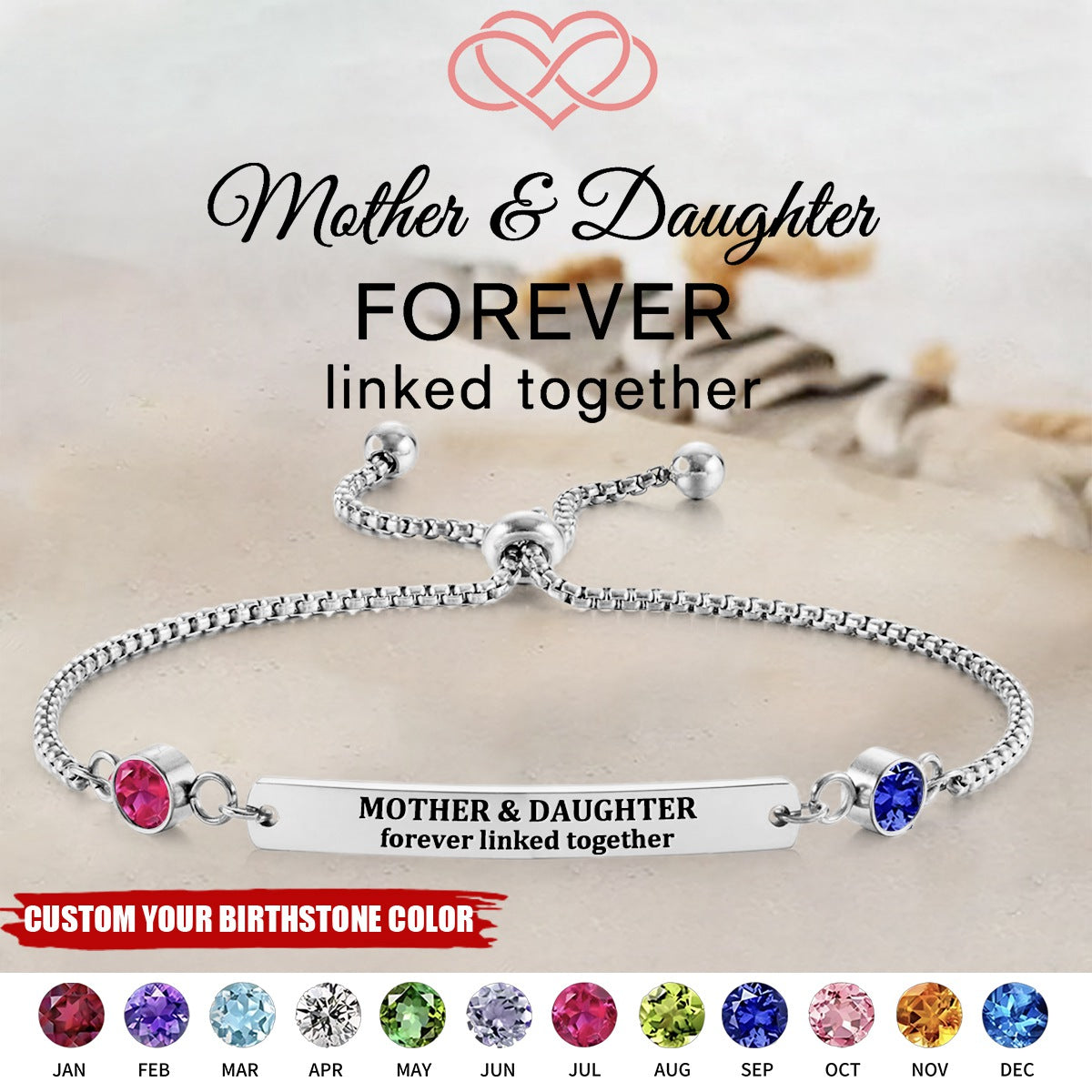 Sasha - Mother Daughter Birthstone Bracelet