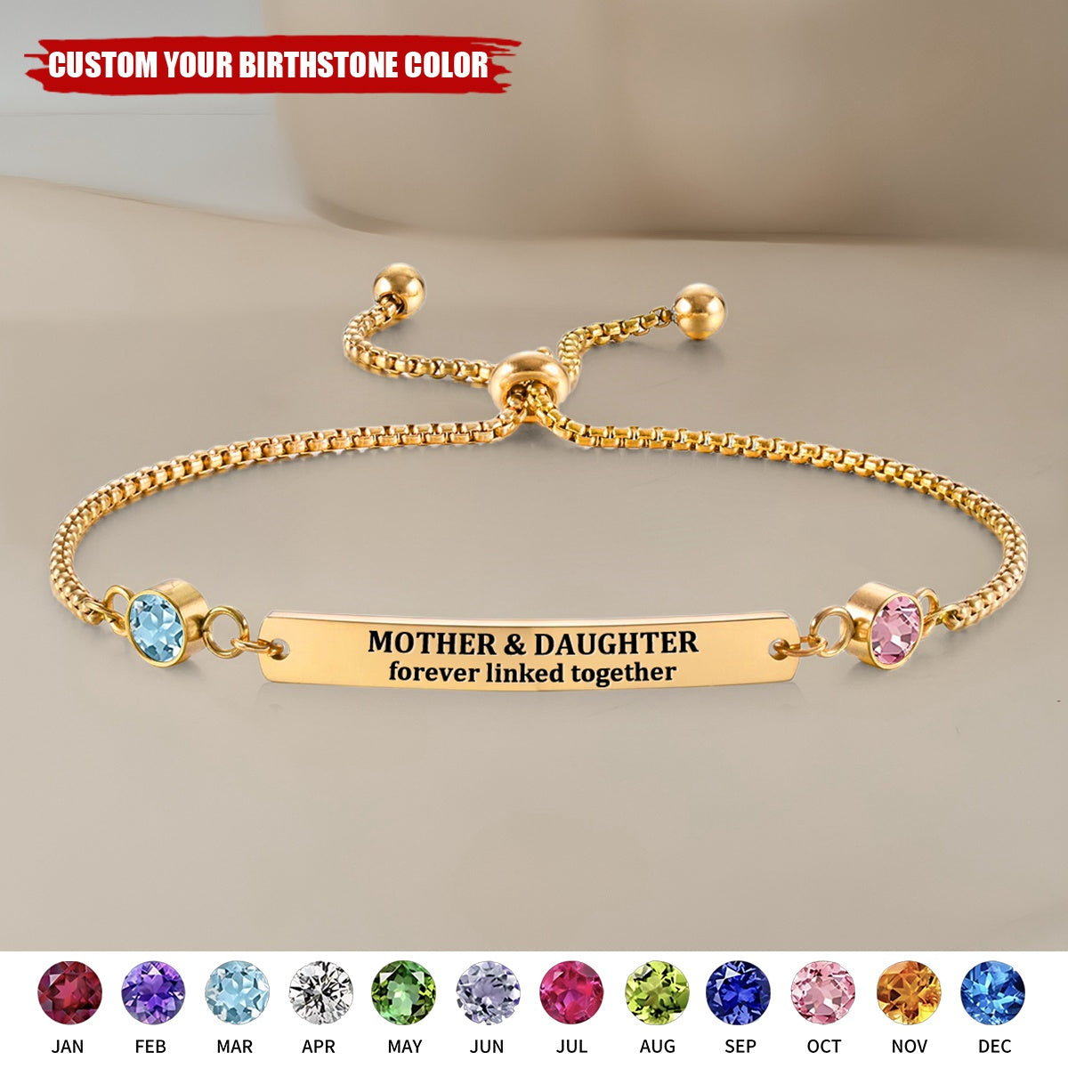 Sasha - Mother Daughter Birthstone Bracelet