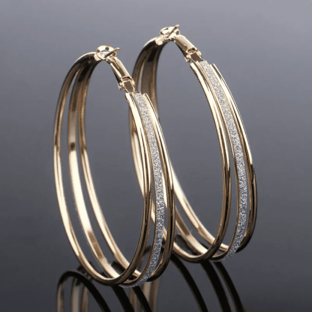 Georgia - Polished Retro Gold Hoop Earrings