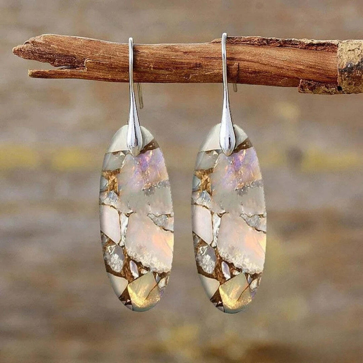 Regina - Oval Mosaic Drop Earrings