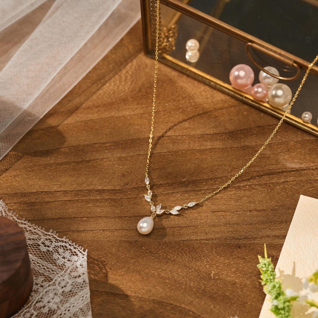 Valentina - Pearl Style Vine Drop Necklace
