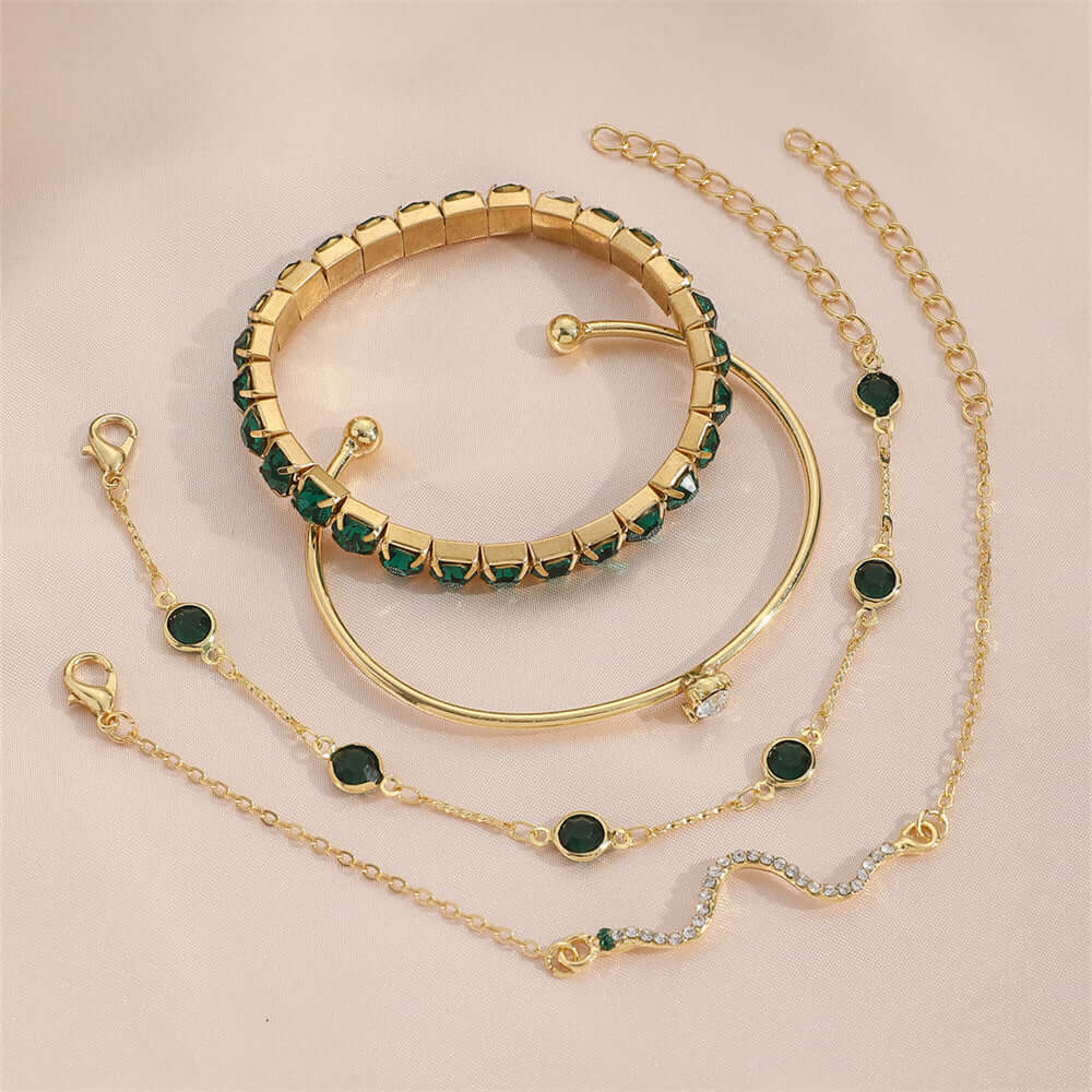 Heidi - Green Stone Bracelet Set