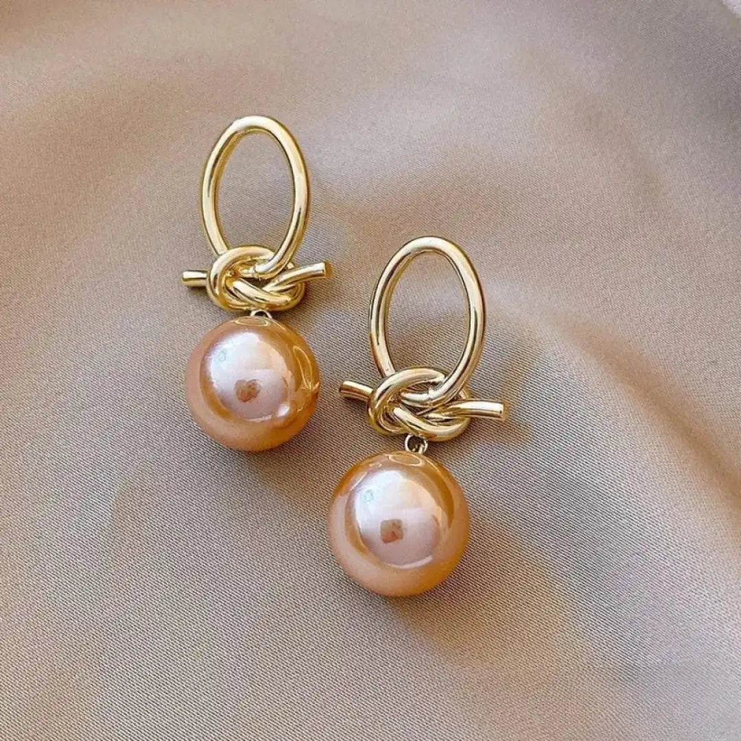 Kathleen - Pink Pearl Style Drop Earrings