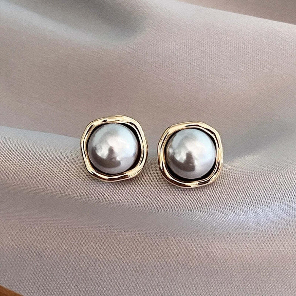 Molly - Gold Square Pearl Style Earrings