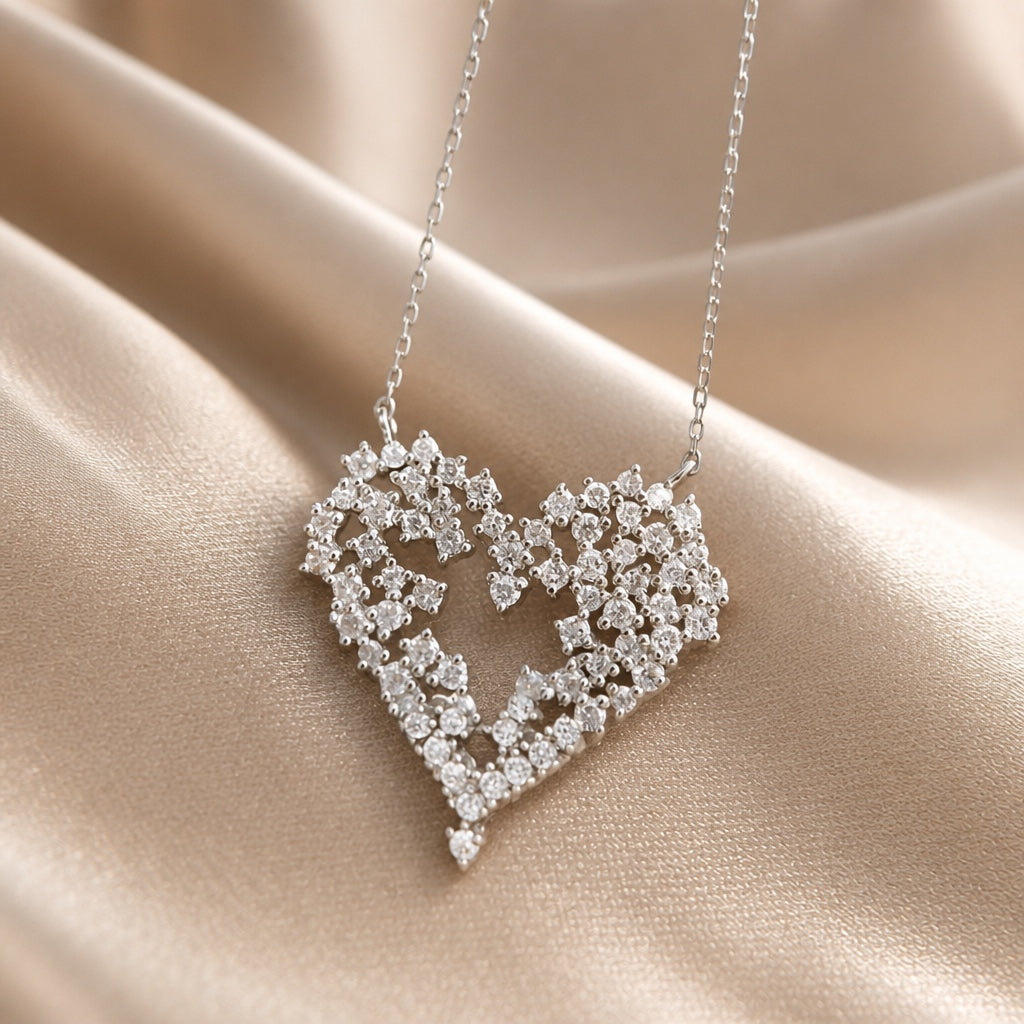 Geraldine - Sparkling Heart Pendant Necklace
