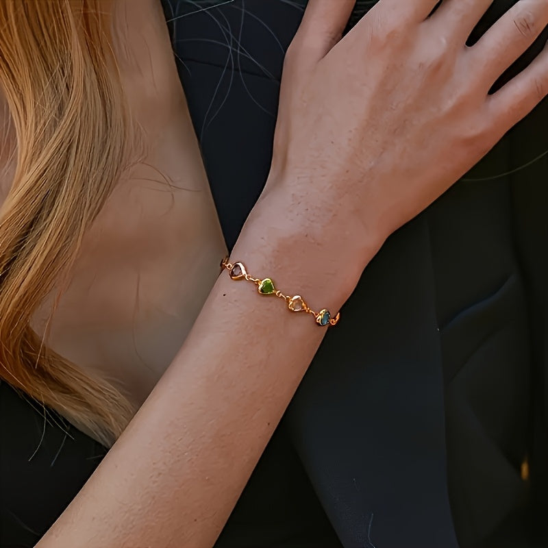Helen - Rainbow Heart Stone Bracelet