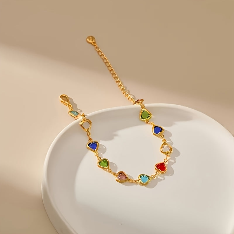 Helen - Rainbow Heart Stone Bracelet