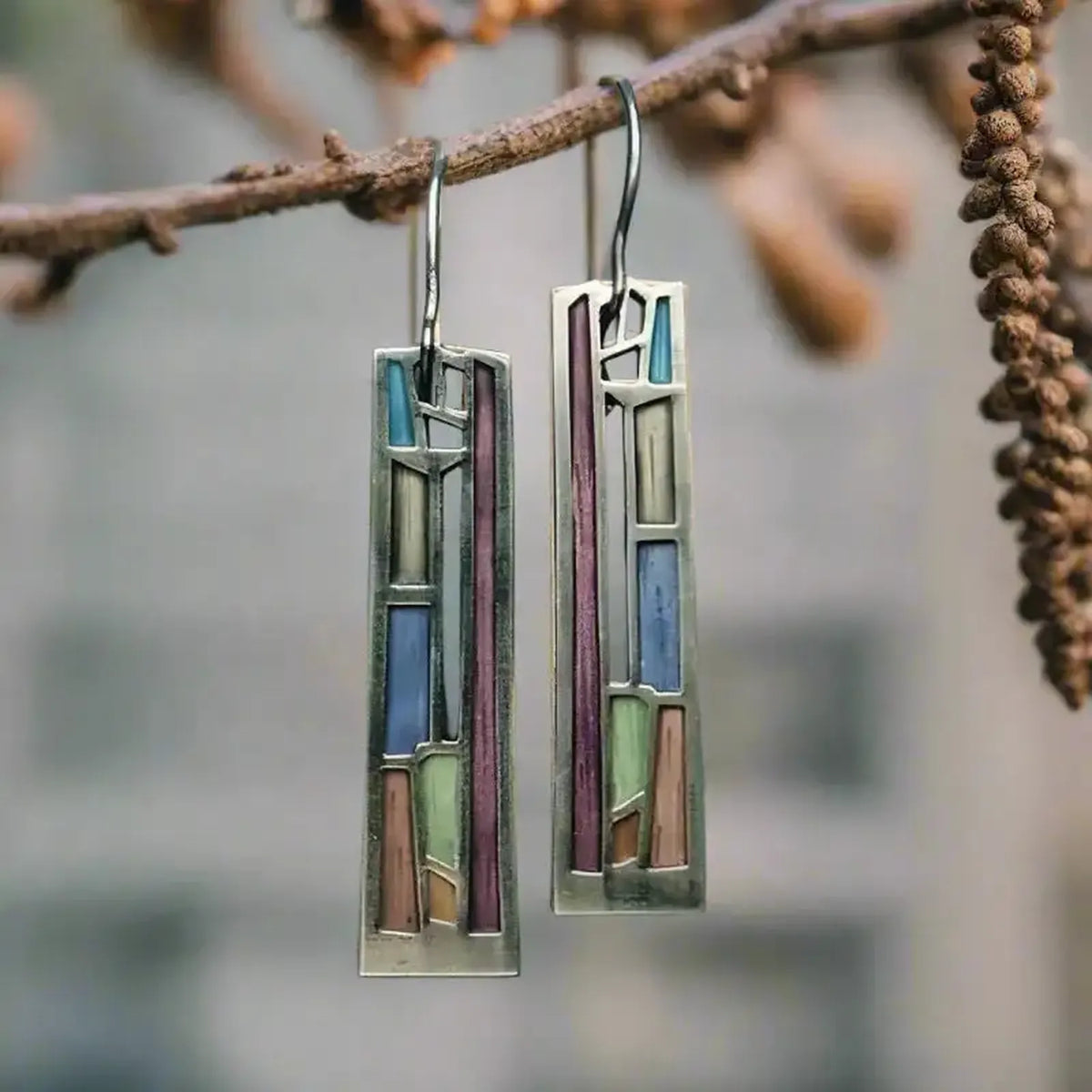 Irene - Color Block Rectangle Earrings