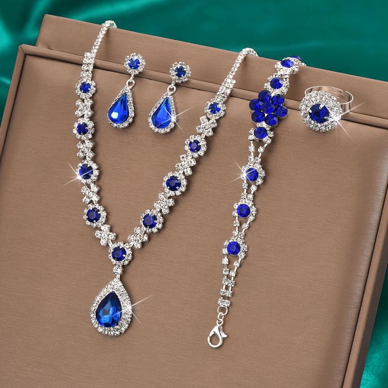 Lara - Teardrop Stone Necklace, Earrings and Bracelet Set