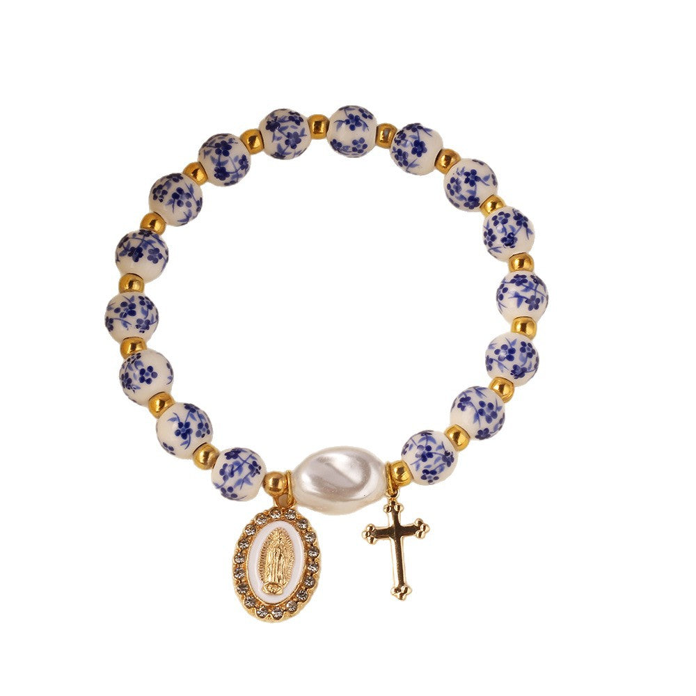 Adrienne - Blue Ceramic Bead Charm Bracelet