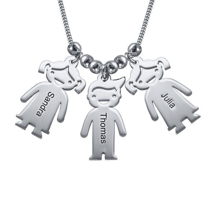 Caitlin - Mom Necklace with Engraved Kid Charms