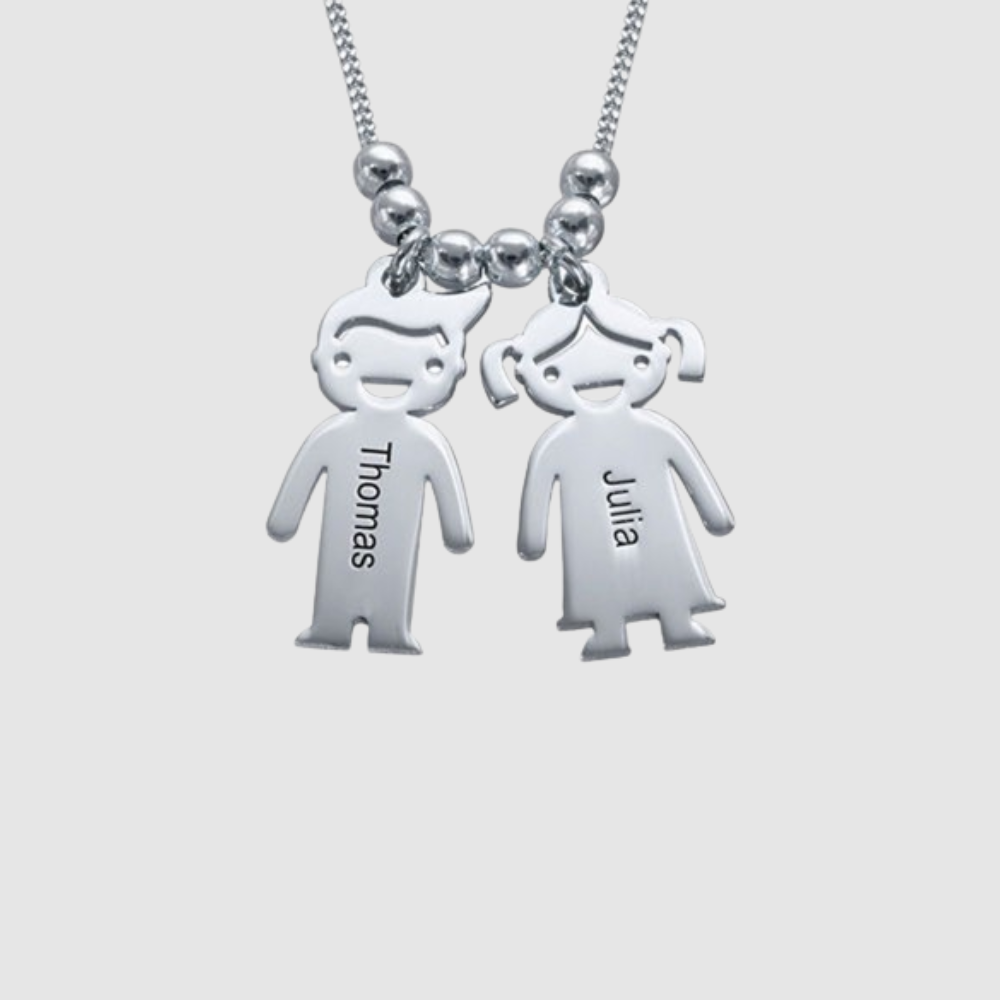 Caitlin - Mom Necklace with Engraved Kid Charms