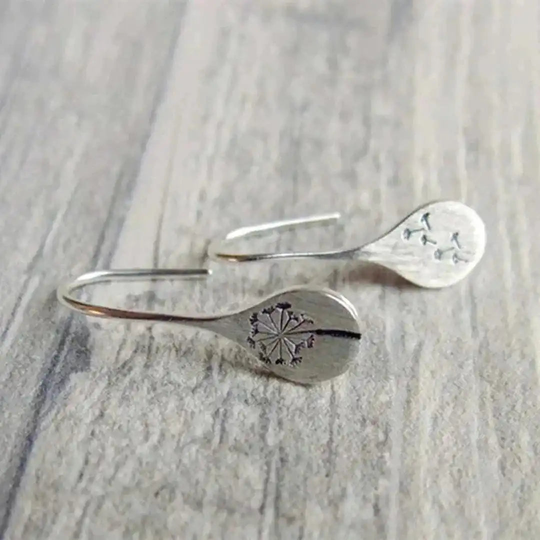 Leah - Silver Flower Drop Earrings