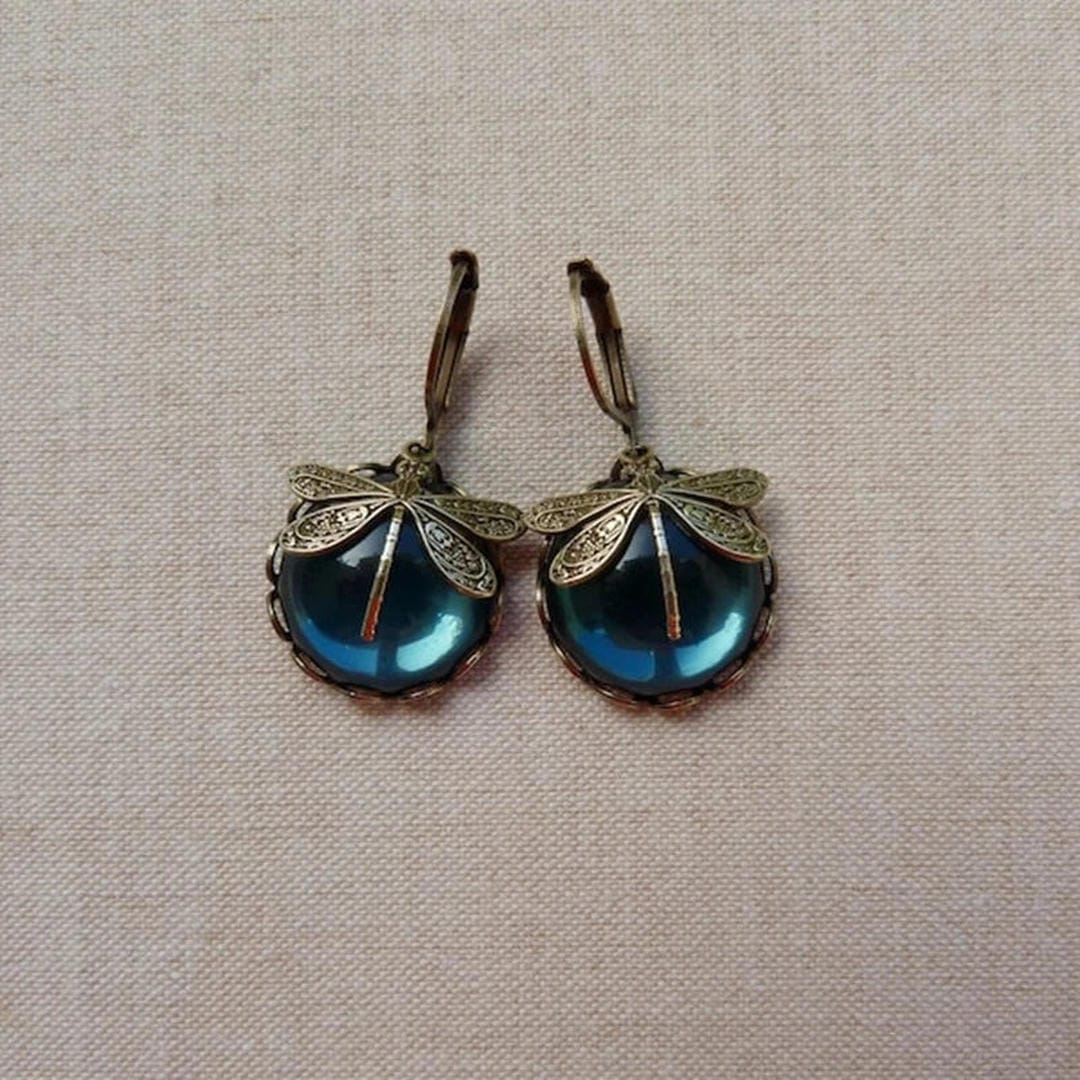 Eileen - Gold Dragonfly Earrings
