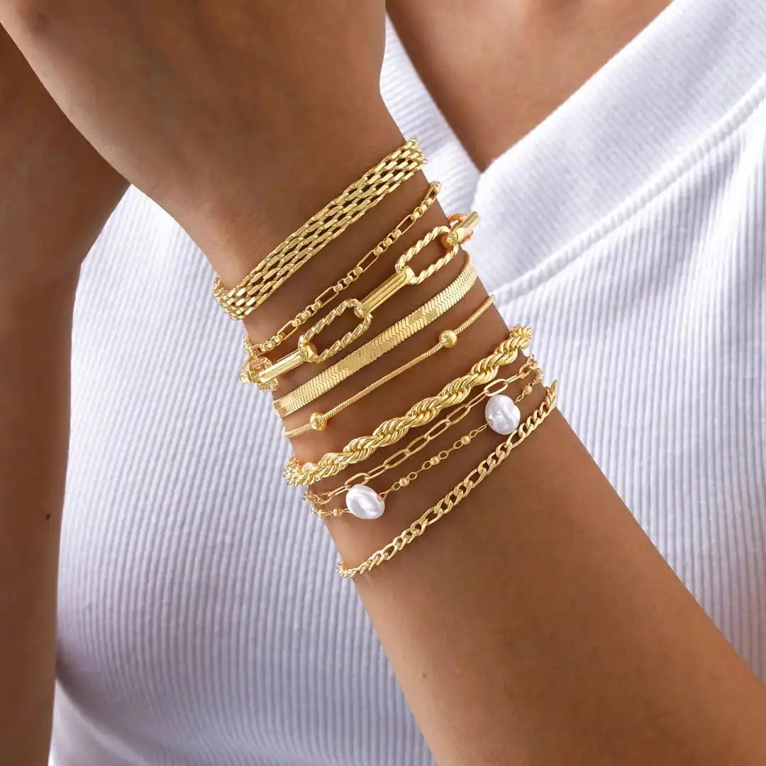 Candace - Gold and Pearl Style Stacking Set