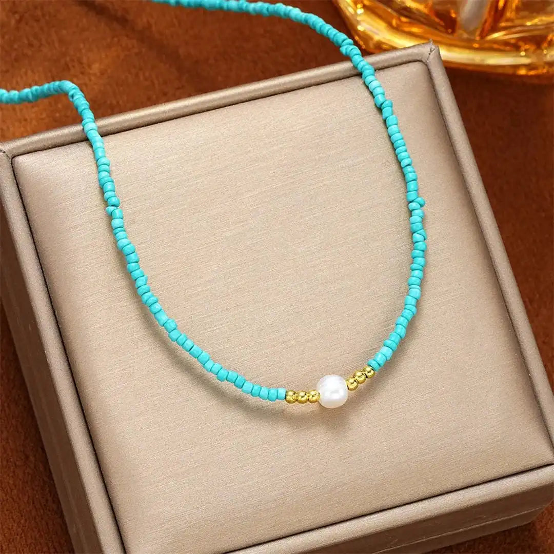 Marcia - Turquoise Blue Bead Choker