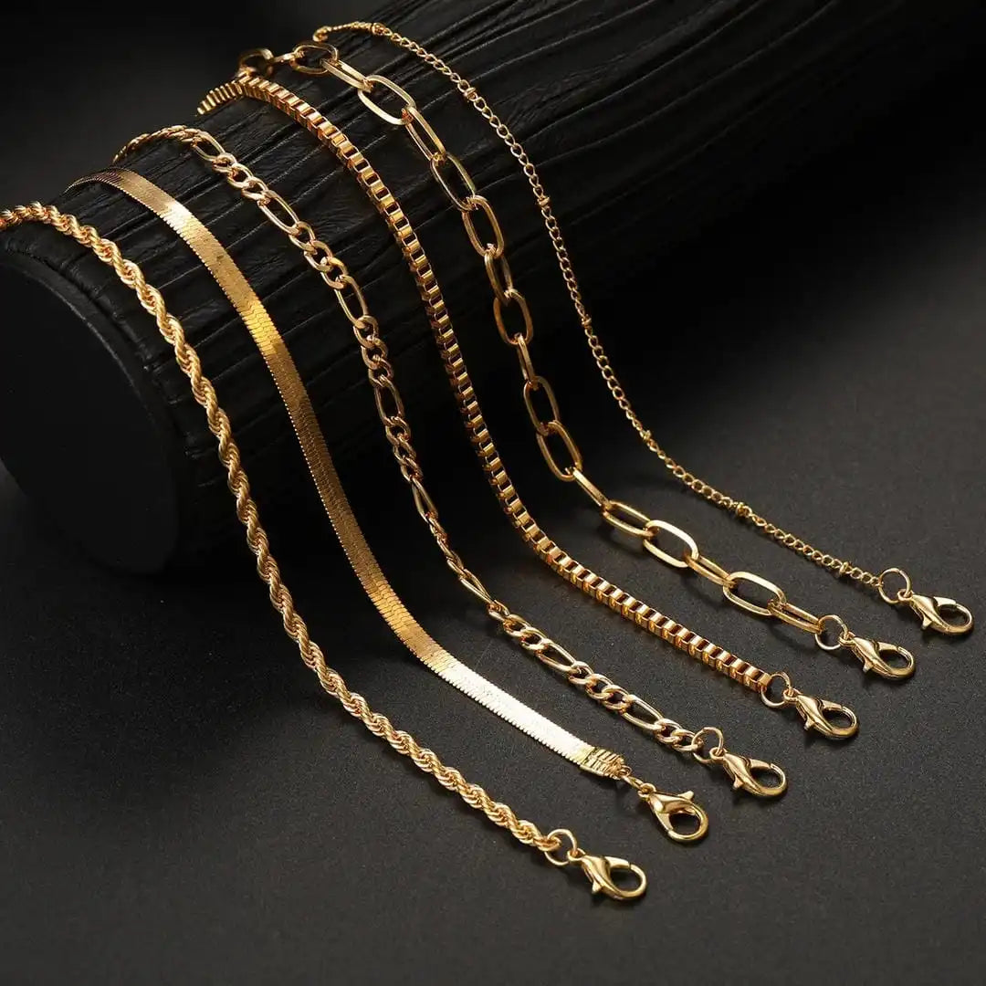Angela - Six Piece Chain Bracelet Set