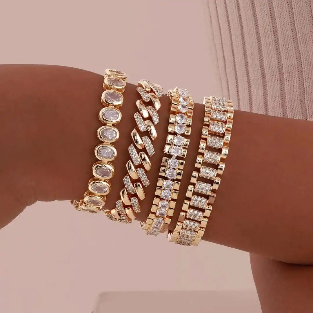 Alison - Gold Sparkle Bracelet Set