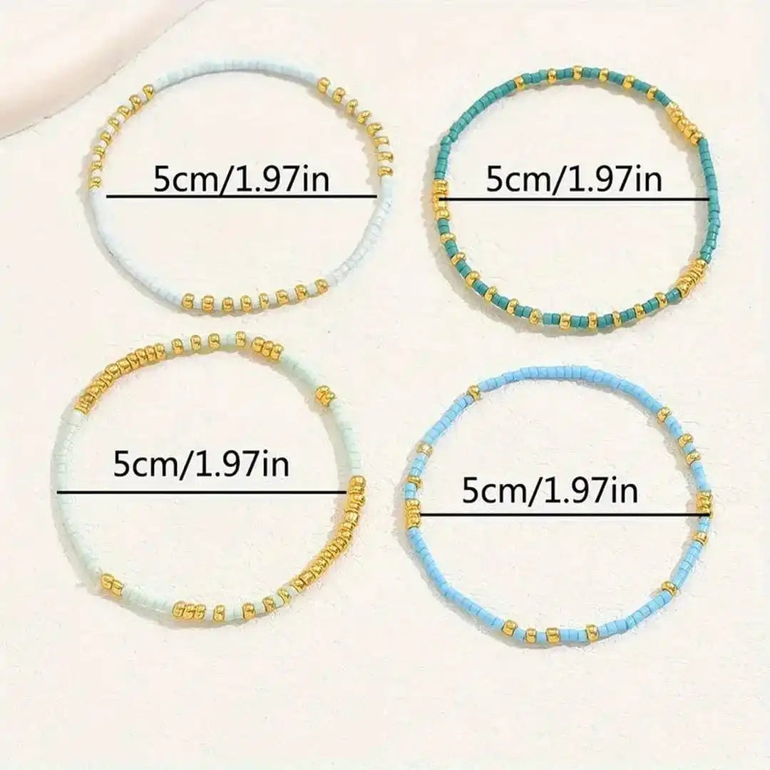 Jill - Turquoise Blue Seed Bead Bracelet Set
