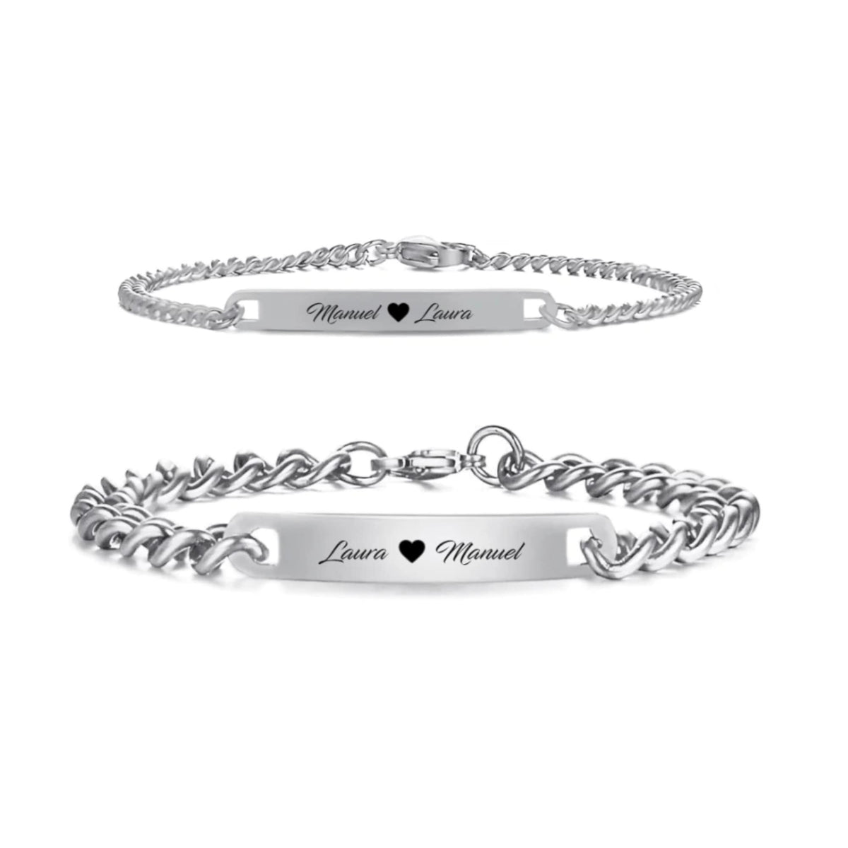 Marie - Engraved Couple Bracelet Set