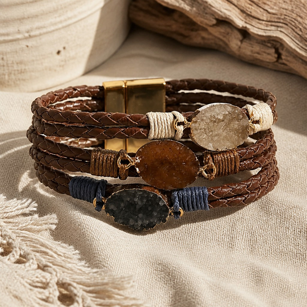 Stephanie - Triple Accent Braided Bracelet