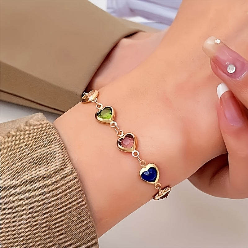 Helen - Rainbow Heart Stone Bracelet