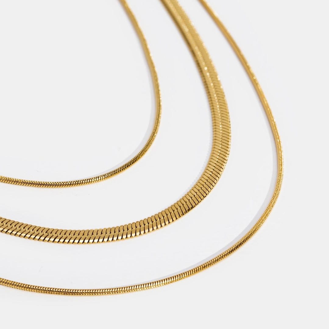 Jeanette - Three Layer Gold Chain Necklace
