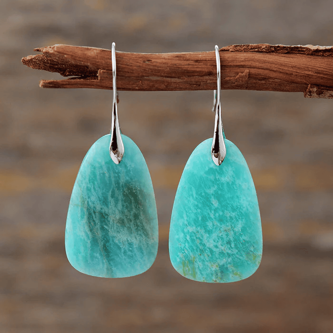 Teresa - Geometric Blue Stone Drop Earrings