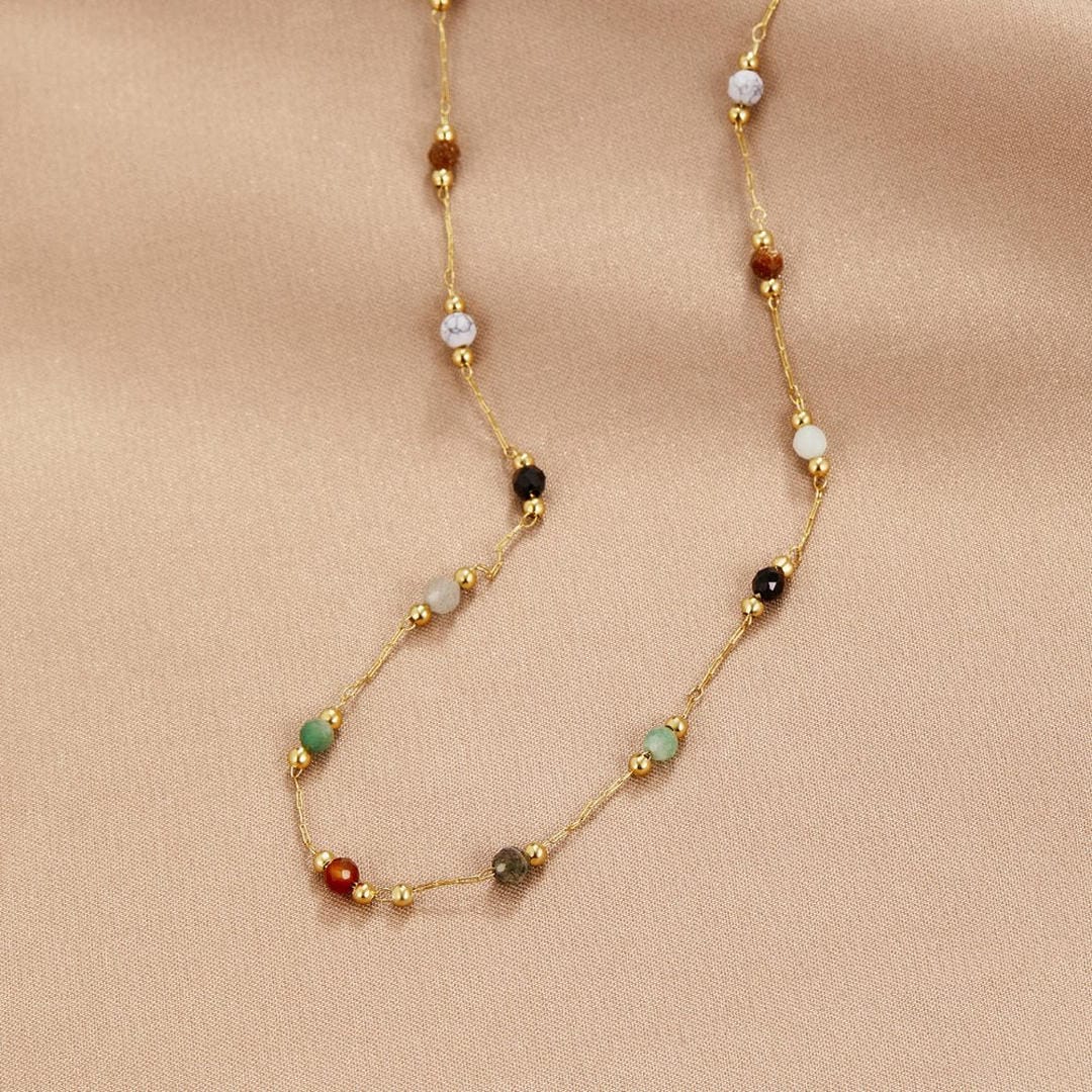 Jessica - Multicolor Stone Station Necklace