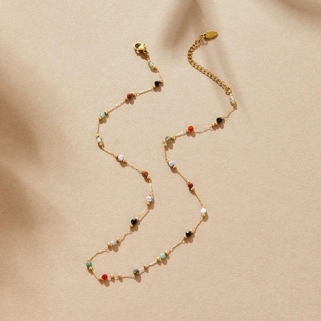 Jessica - Multicolor Stone Station Necklace