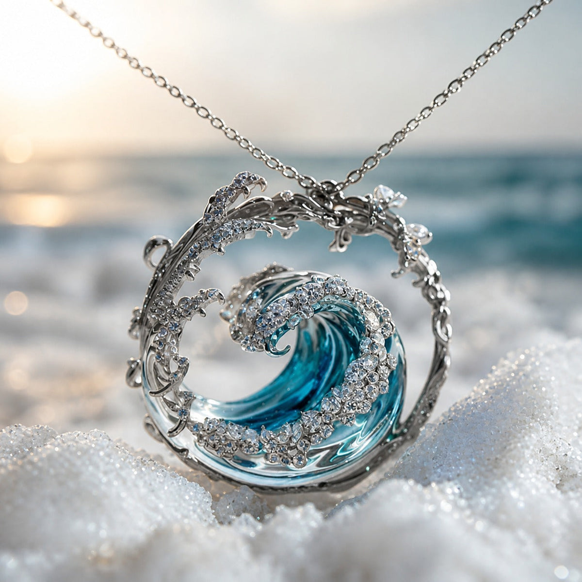 Cecile - Ocean Wave Pendant Necklace
