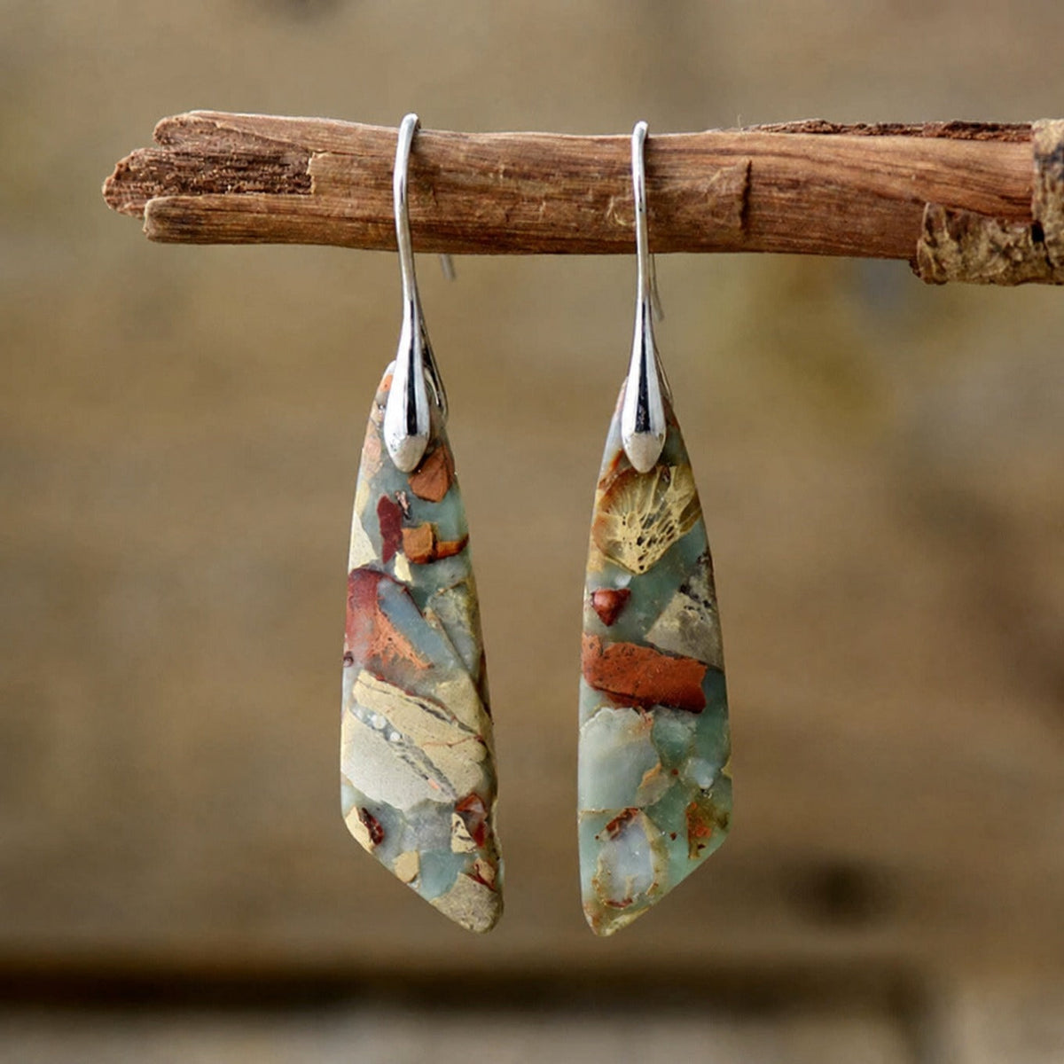 Faith - Earth Tone Stone Drop Earrings