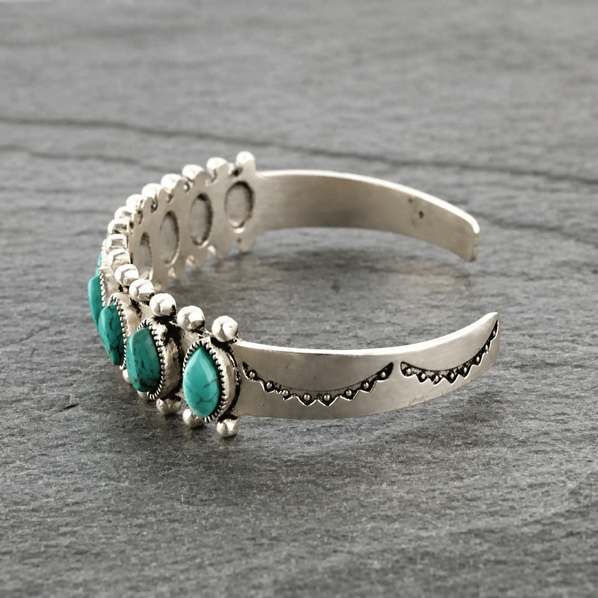 Bettina - Silver Stone Cuff Bracelet