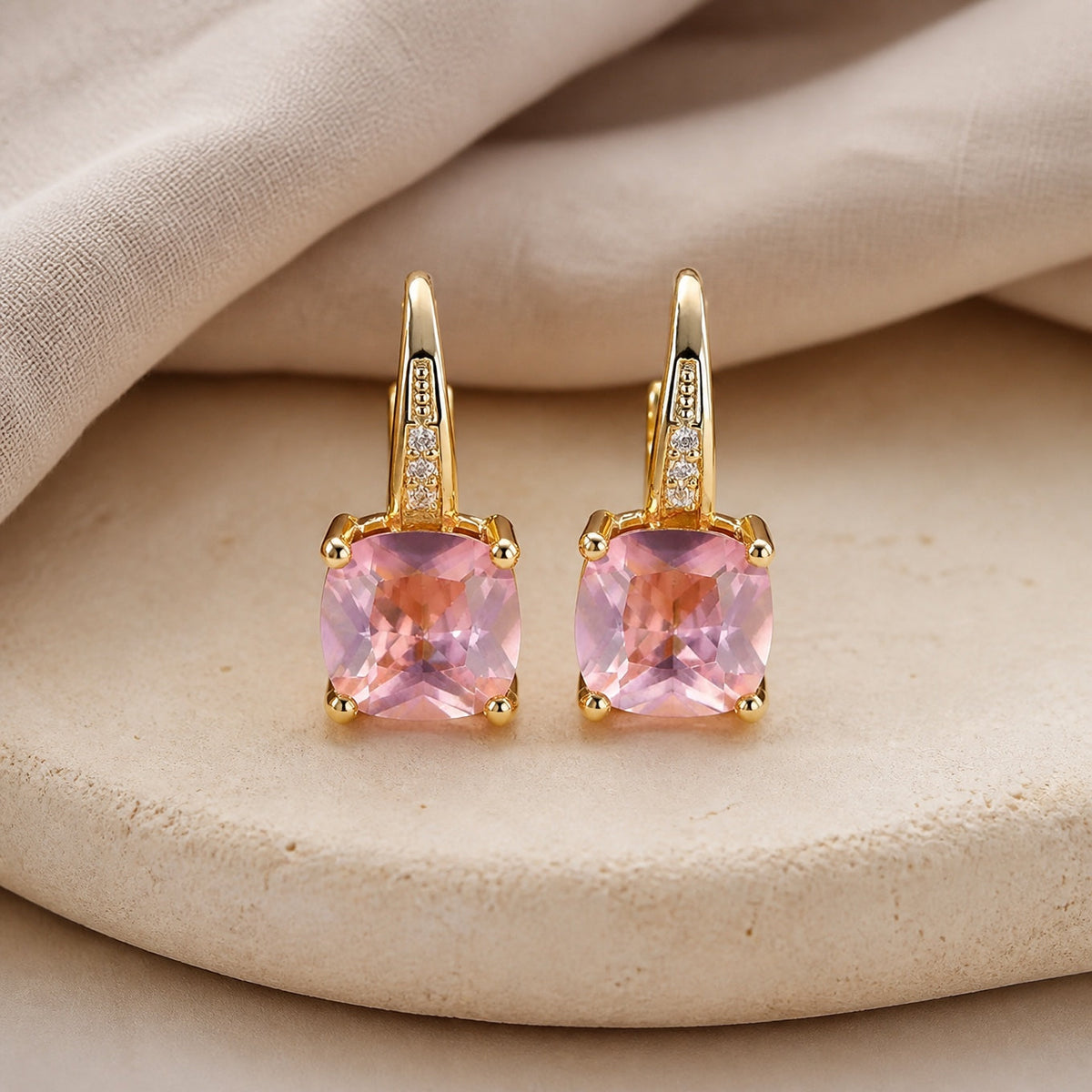 Yolanda - Colored Stone Hoop Earrings