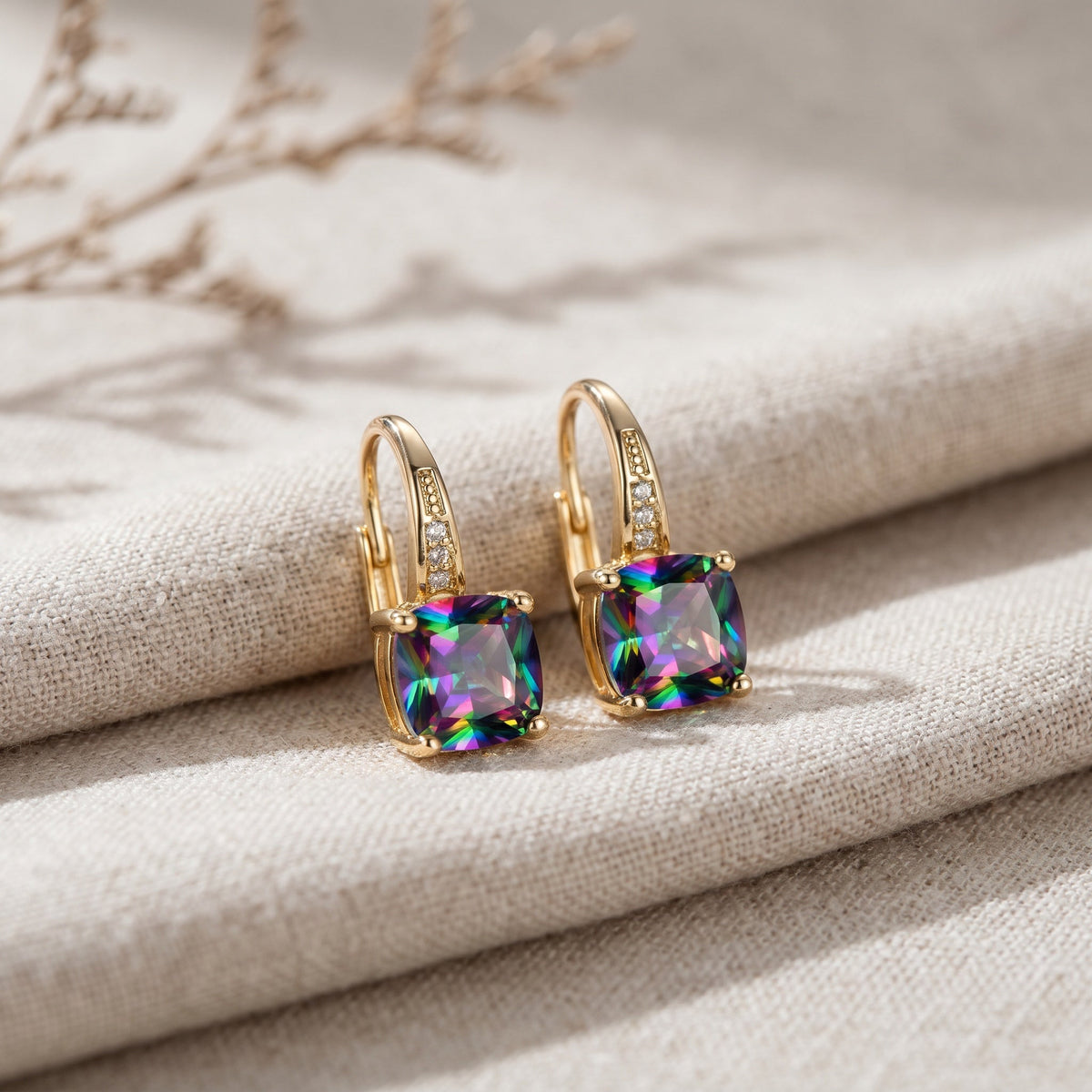 Yolanda - Colored Stone Hoop Earrings