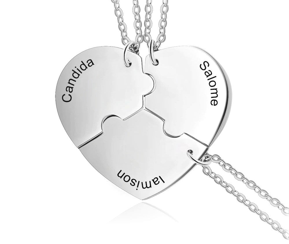 Lola - Three Piece Heart Puzzle Necklace Set