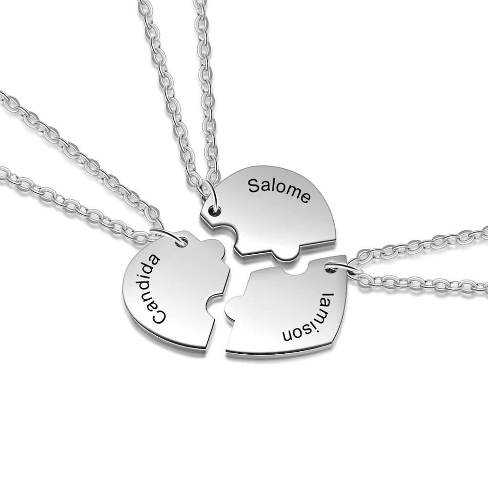 Lola - Three Piece Heart Puzzle Necklace Set