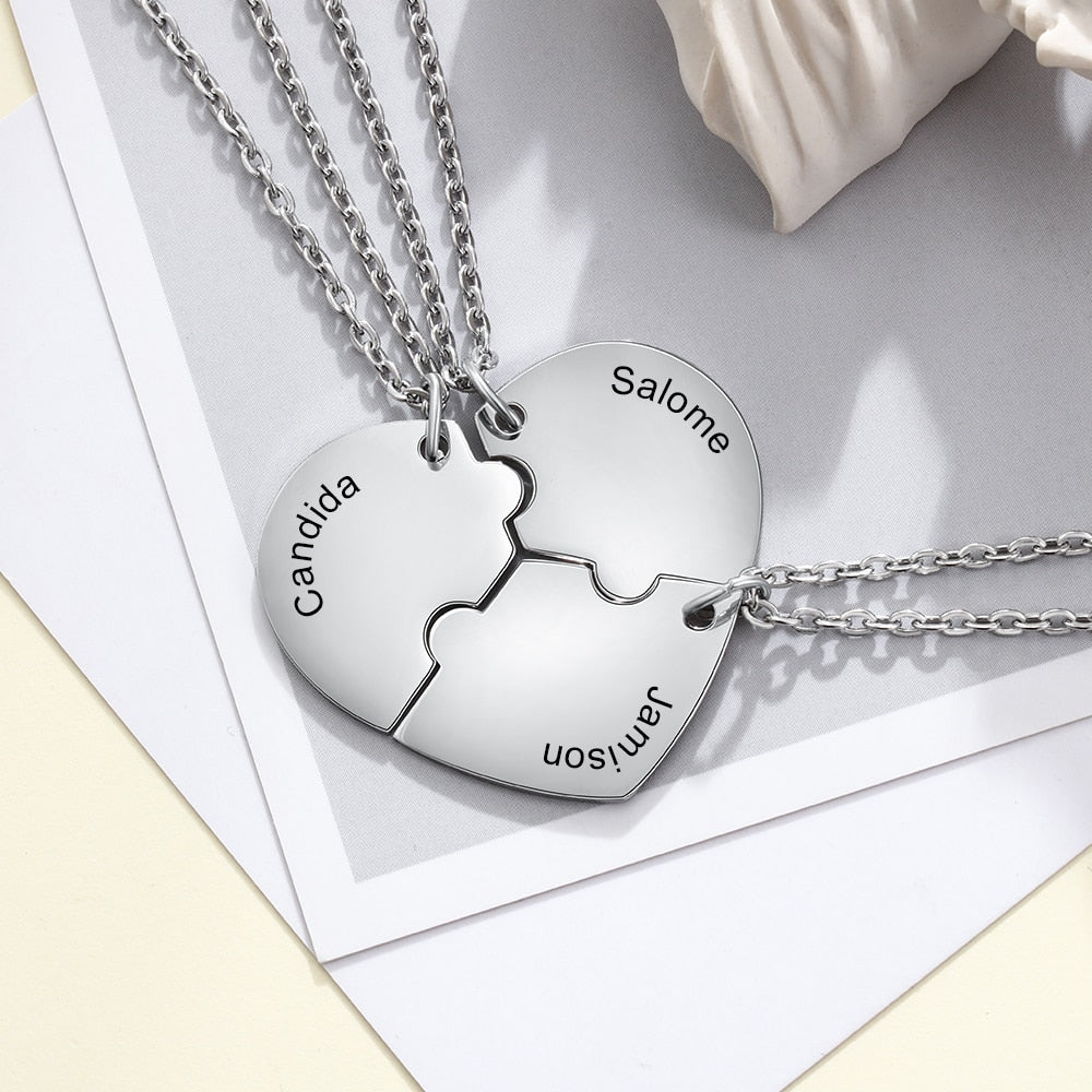 Lola - Three Piece Heart Puzzle Necklace Set
