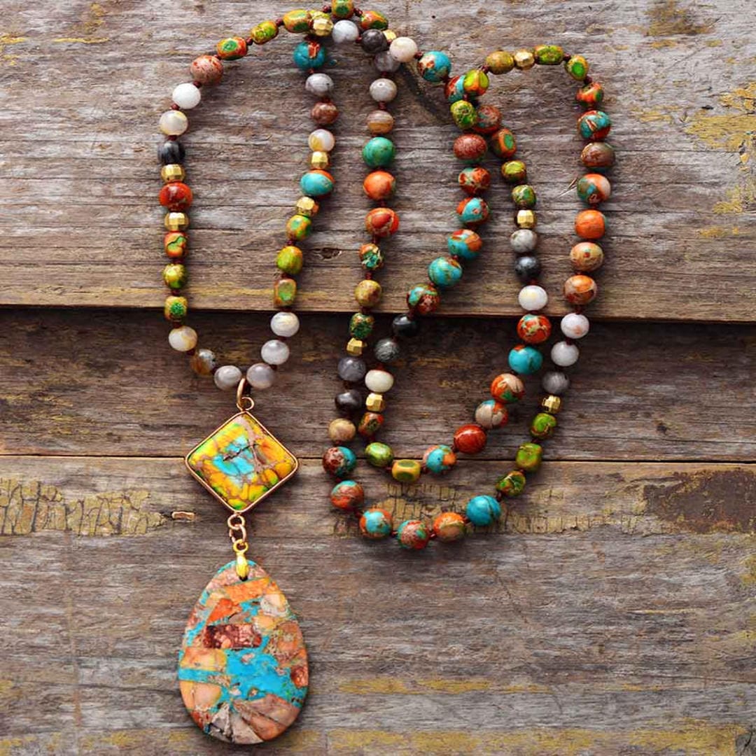 Hester - Multicolor Beaded Stone Necklace