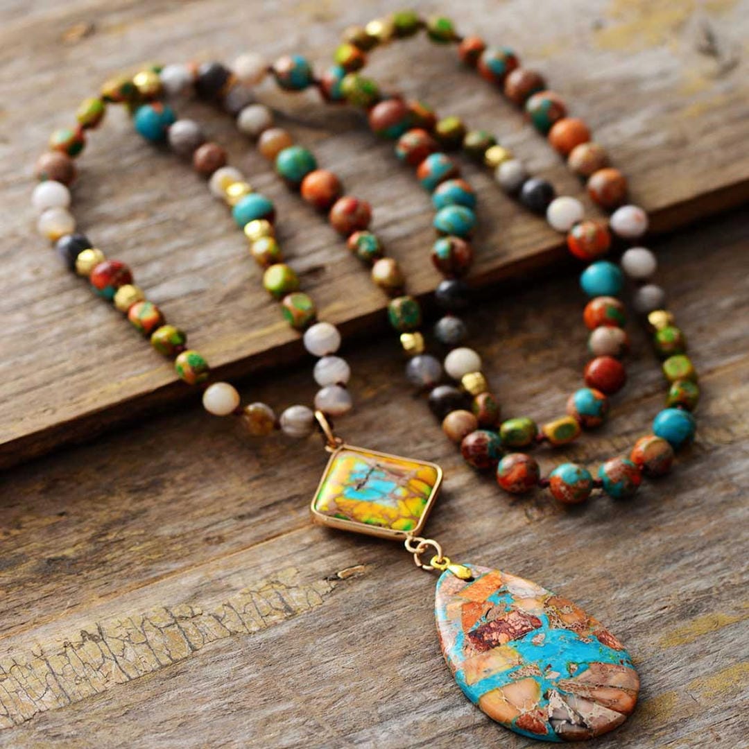 Hester - Multicolor Beaded Stone Necklace