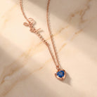Paula - Sideways Name Necklace with Heart Birthstone